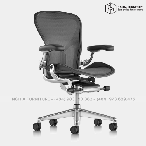 Herman Miller Aeron Chair - Size B - Graphite - Aluminum Frame