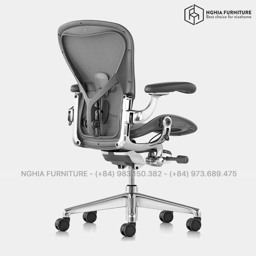 Herman Miller Aeron Chair - Size B - Graphite - Aluminum Frame after