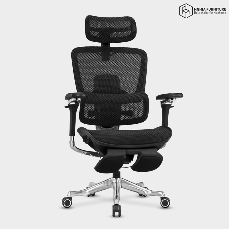 Mirai Ultra Black Ergonomic Chair – With Footrest after