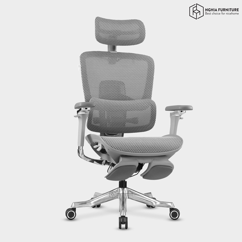 Mirai Ultra Grey Ergonomic Chair – With Footrest after